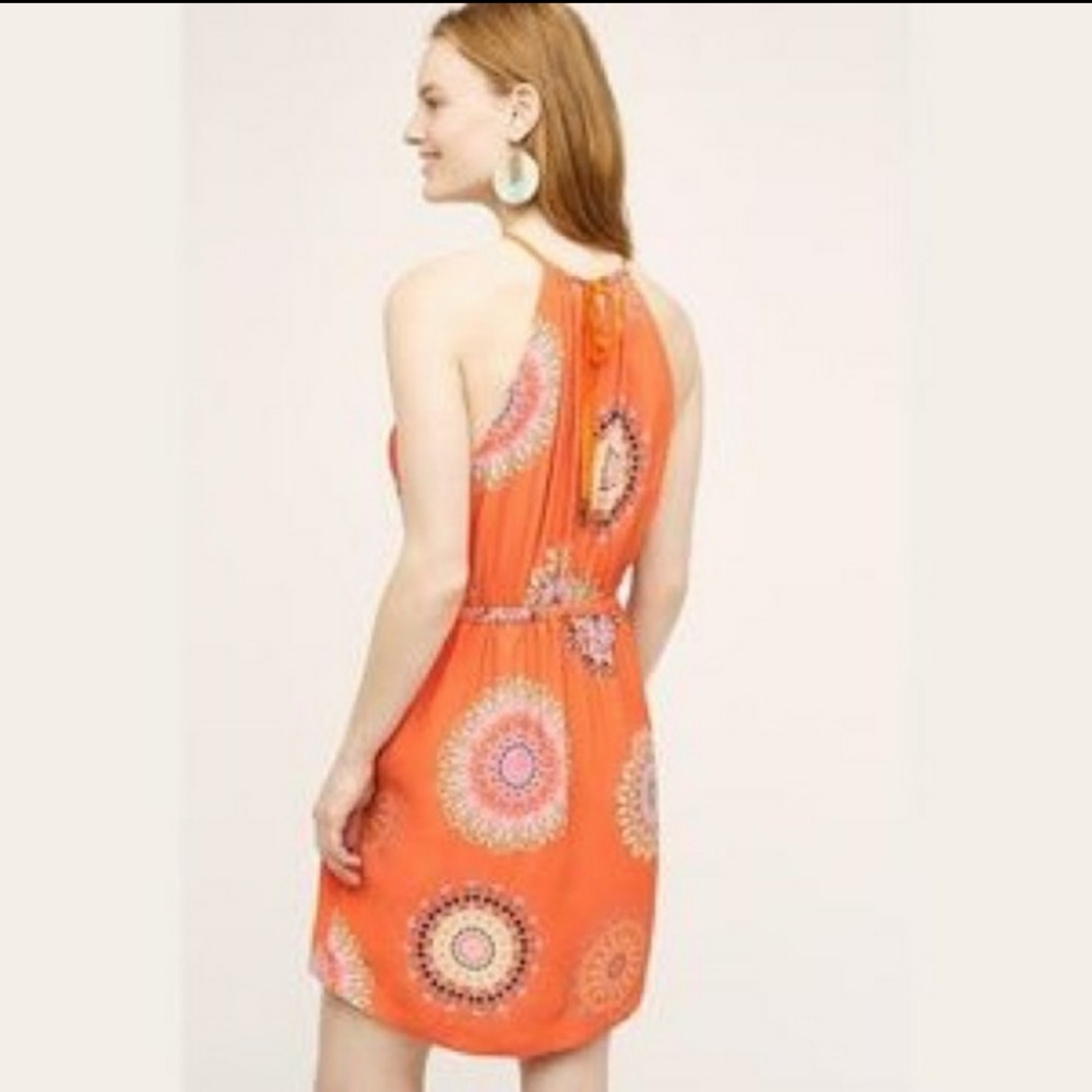 Anthropologie Floreat Orange Livia Halter Dress Size 0 - Picture 2 of 6